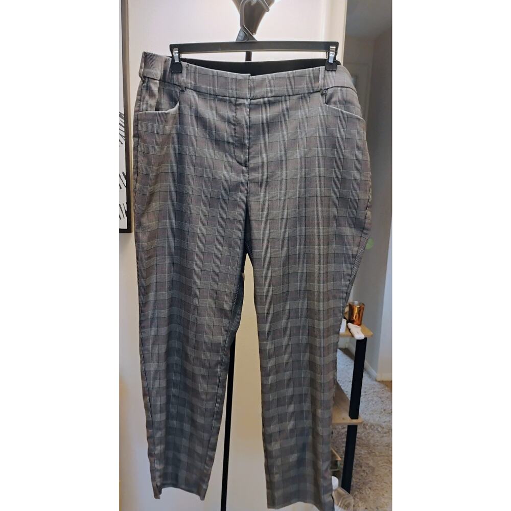 Lane Bryant Size 24 Pink And Gray Checkered Dress Pants. Plus Size. Elastic Wst.
